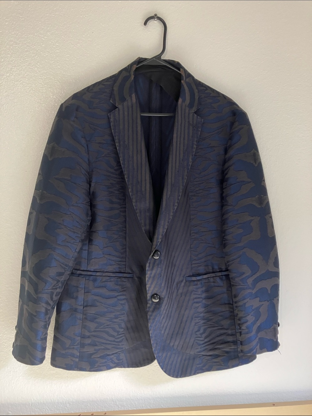 Roberto Cavalli Navy and Black Patterned Blazer